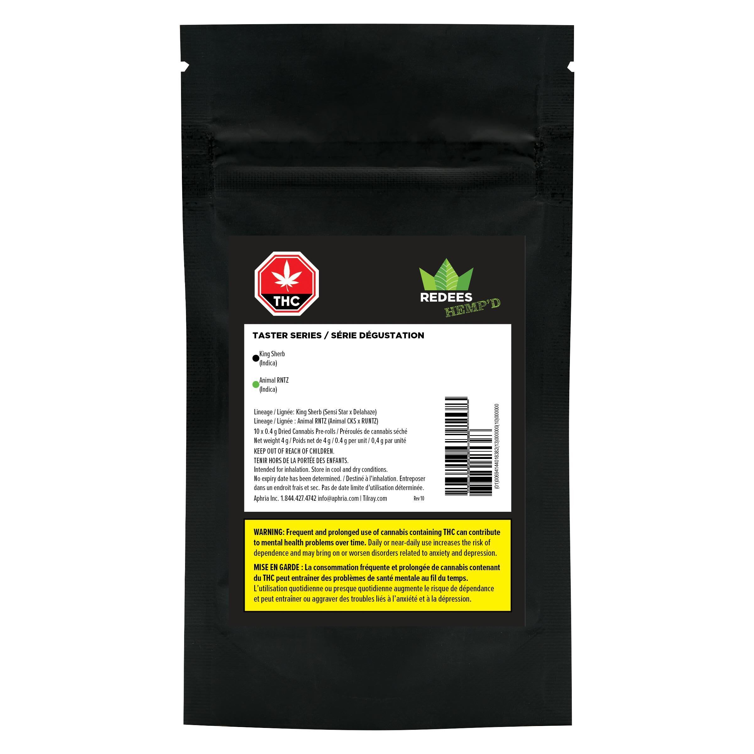 Animal Rntz + King Sherb Taster Series Redees Hemp'd Pre