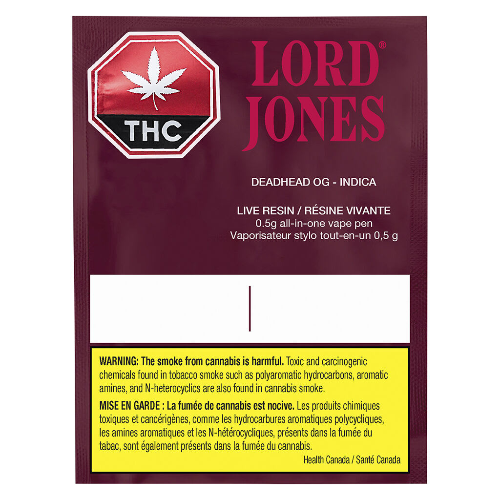 Lord Jones Pure Live Resin: Deadhead OG 0.5g Disposable Vape